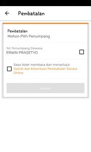 Pembatalan tiket KA melalui aplikasi KAI Access